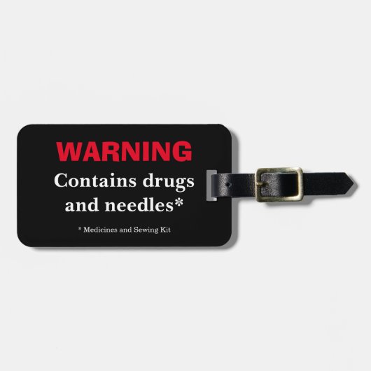 s警告-Drugs & Needles-Medicines & Medicines裁縫キット ラゲッジタグ (正面横)