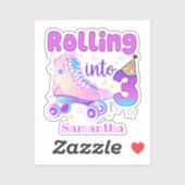 s転が into 3 – かわいい紫ローラースケート誕生日 シール (シート)