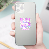 s転が into 3 – かわいい紫ローラースケート誕生日 シール (スマートフォン)