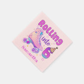 s転が into 6 – かわいい紫ローラースケート誕生日 スタンダードカクテルナプキン (角)