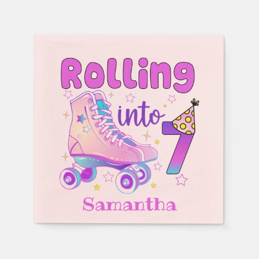 s転が into 7 |ローラスケーター誕生祝い スタンダードカクテルナプキン (正面)