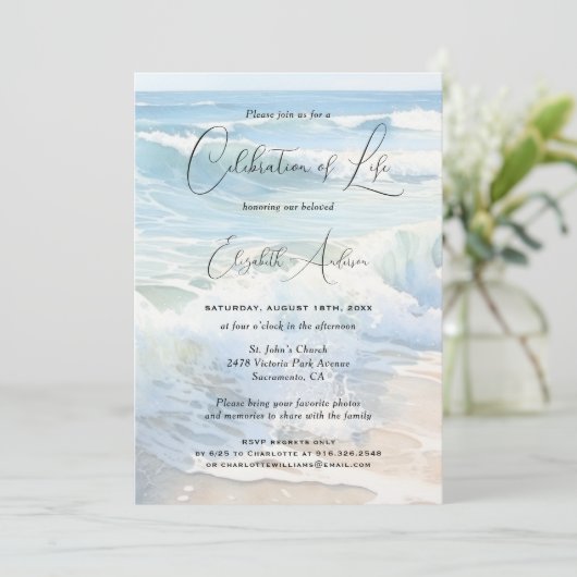 s転が wavesビーチスクリプトお祝いのライフ 招待状 (スタンド正面)