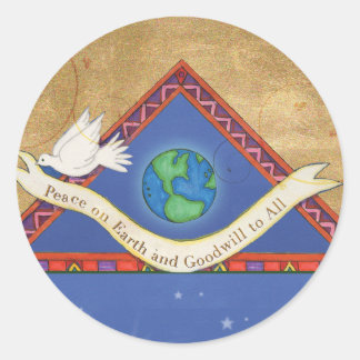 S008 Peace on Earthステッカー ラウンドシール
