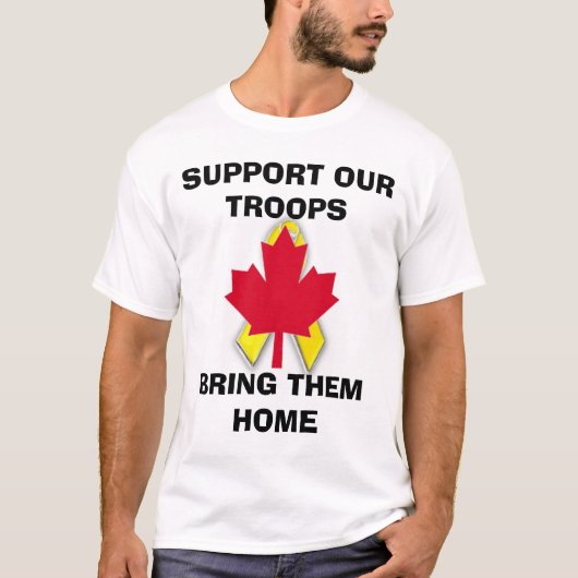 s45new、新しいcanadian.gifは、私達のTROOPSBRIを…支えます Tシャツ (正面)