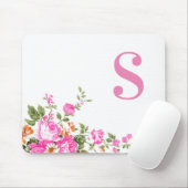 "S"のアルファベットのカスタムでカラフルな花のマウスパッド マウスパッド (マウス)