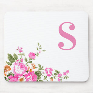 "S"のアルファベットのカスタムでカラフルな花のマウスパッド マウスパッド