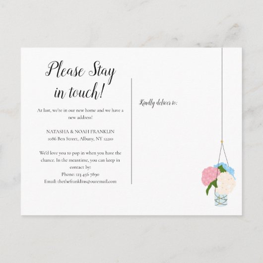 S ぶら下がった Plants New Address引っ越しました・ホーム 案内ポストカード (裏面)