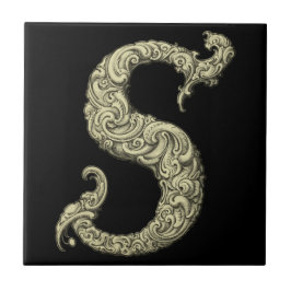 S – アルファベット（黄金） タイル