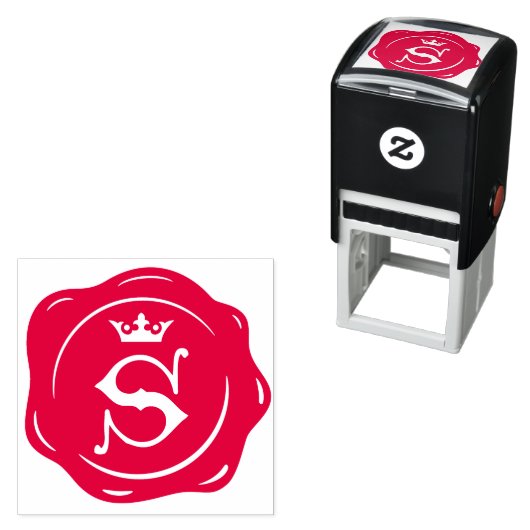 S -アンティークワックスシールゴシック王冠イニシャル文字 セルフインキングスタンプ (インサイチュ)