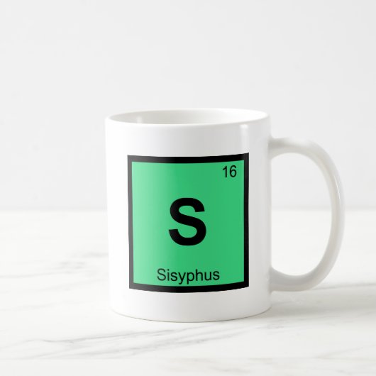 S - シシュポス ギリシャ 化学 周期表 シンボル コーヒーマグカップ (右)