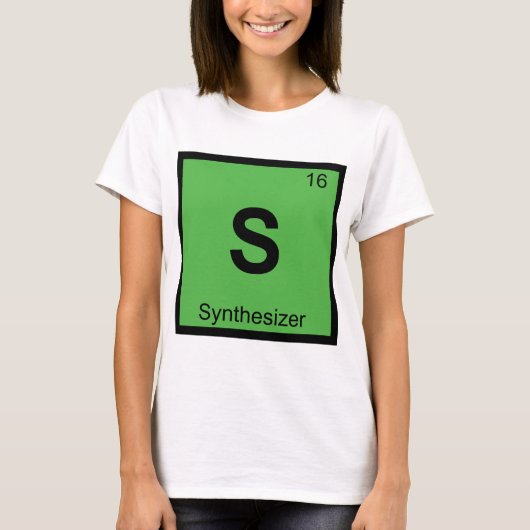 S - シンセサイザーミュージック化学周期表 Tシャツ (正面)