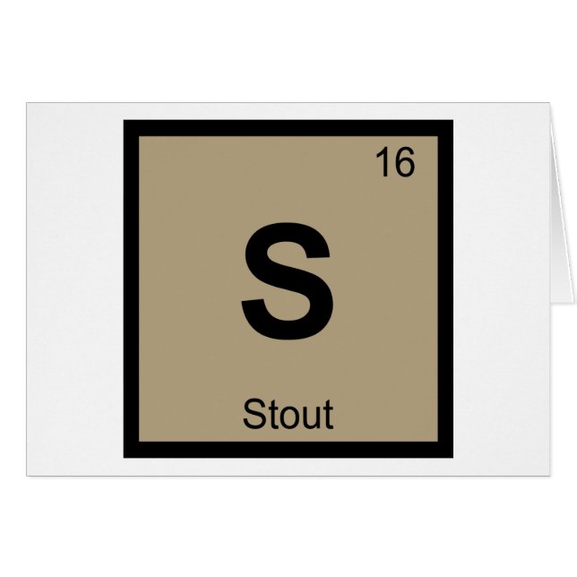 S - スタウトビール化学周期表記号 (正面横)