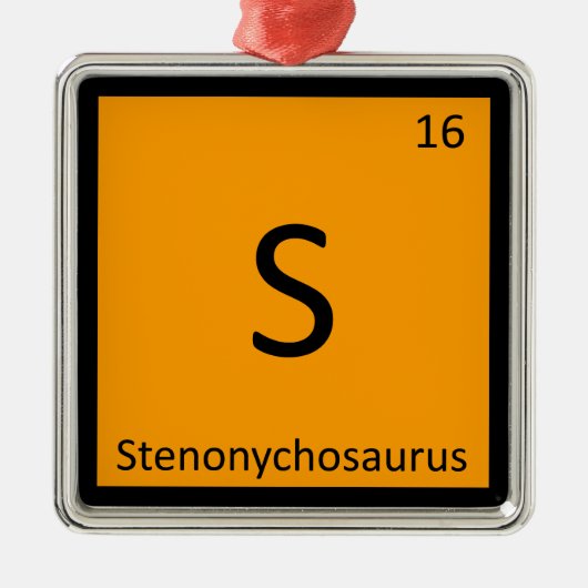 S - ステノニコサウルスの周期表記号 メタルオーナメント (正面)