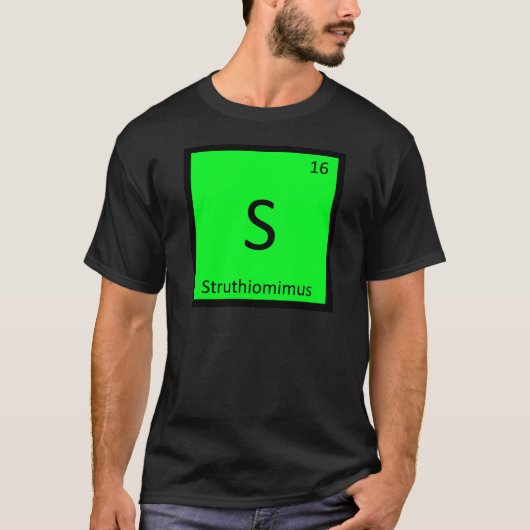 S - ストルティオミムス 元素記号 Tシャツ (正面)