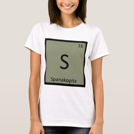 S - スパナコピタのオードブル 化学元素周期表 Tシャツ (正面)
