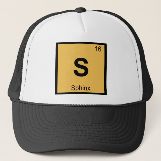 S - スフィンクスのギリシャ化学周期表シンボル キャップ (正面)