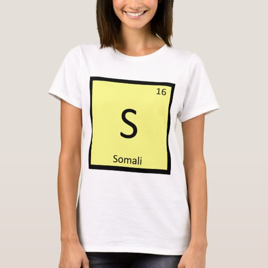 S - ソマリ猫 化学元素周期表 Tシャツ (正面)