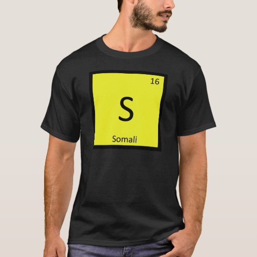 S - ソマリ猫 化学元素周期表 Tシャツ (正面)