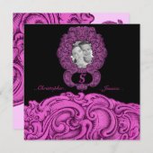 S – パックアルファベット（ピンク） (結婚s) 招待状 (正面/裏面)