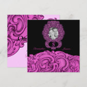 S - ファルクのアルファベット（ピンク）（ウェディング） 招待状 (正面/裏面)