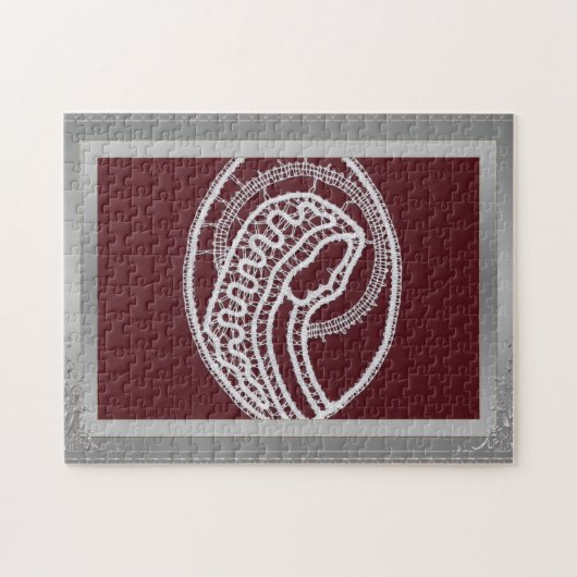 S.メアリエレガントー銀のフ縁どレームのカスタム写真 ジグソーパズル (横)