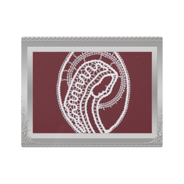 S.メアリエレガントー銀のフ縁どレームのカスタム写真 メタルプリント (正面)