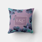 s/ラベ結婚ンダーとティール(緑がかった色)コテージコアフローラ クッション (裏面)