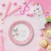 s 結婚3インク蝶ピンク白紙プレート ペーパープレート (パーティー)