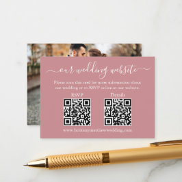 s 結婚 2 QR RSVP詳細フォトほこりっぽいバラ エンクロージャーカード