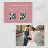 s 結婚 2 QR RSVP詳細フォトほこりっぽいバラ エンクロージャーカード (正面/裏面)