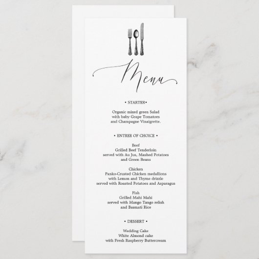 's 結婚 Menu - Silverware - Fork -メニュー 招待状 (正面/裏面)