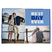 's 結婚 or anniversy Photo Collage Blue ラージペーパーバッグ (裏面)