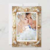 s 結婚Cream Beigeエレガント金ゴールド写真 招待状 (裏面)