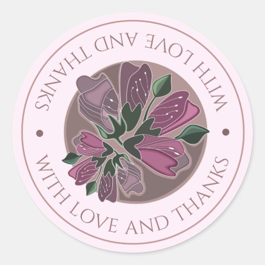 s/結婚cute Romantic Pastelパープルフローラ ラウンドシール (正面)