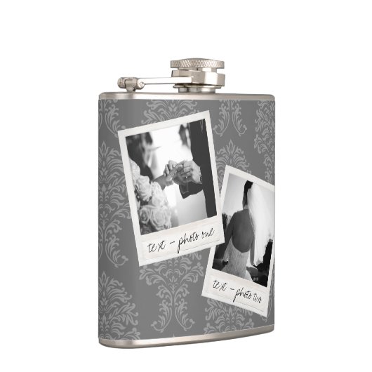 s 結婚Instagram 2写真レトロフレームカスタム文字 フラスク (右)