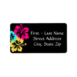 s 結婚set – ハイビスカスカラフル花 ラベル