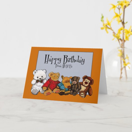 s:絵画ぬいぐるみ:私たち全員からの誕生日 カード (黄色い花)