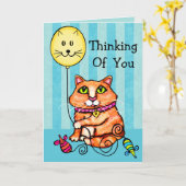 S' 考える You Greeting Card for猫好き カード (黄色い花)