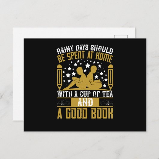 s -読良い本がある雨の日 ポストカード (正面/裏面)