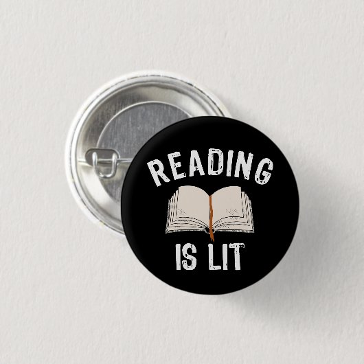 s 読Is Lit – 文学の本読のヴィンテージ 缶バッジ (正面&裏面)