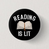 s 読Is Lit – 文学の本読のヴィンテージ 缶バッジ (正面)