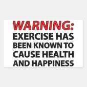 s:警告エクササイズは健康を引き起こすことが知られている… 長方形シール (正面)