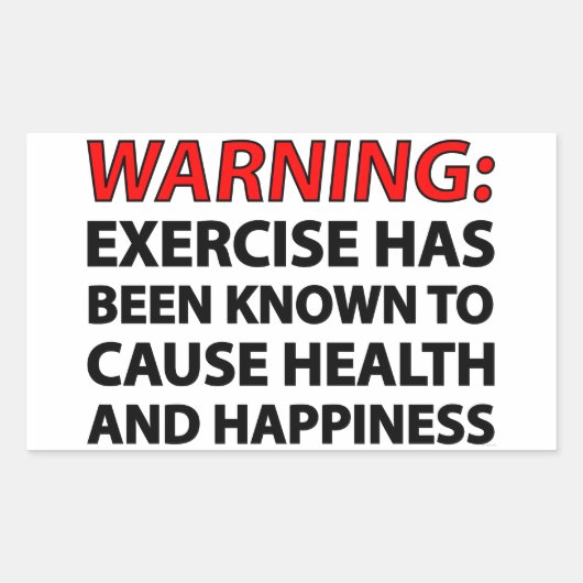 s:警告エクササイズは健康を引き起こすことが知られている… 長方形シール (正面)
