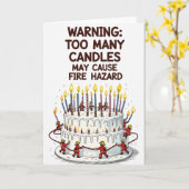 s:警告キャンドルが多すぎる – 消防士おもしろい カード (黄色い花)