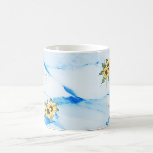 S |金ゴールドモノグラムひまわりマグ コーヒーマグカップ (中央)