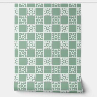 (S) 2502223C Retro Geometric Tiles Green 壁紙