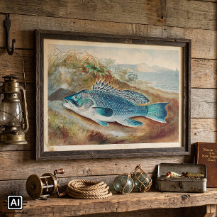 S.A.キルボーンによるシーバス、ヴィンテージの魚 ポスター
