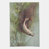 S.A.キルボーンヴィンテージ魚によるイナゴの跳躍 キッチンタオル (縦)