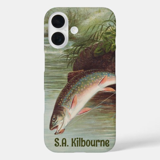 S.A. Kilbourneによるビンテージの魚の飛躍するブローク トラウト Case-Mate iPhoneケース (裏面)