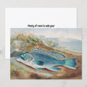 S.A. Kilbourneによるヴィンテージの魚のイラスト「Sea Bass」 招待状 (正面/裏面)